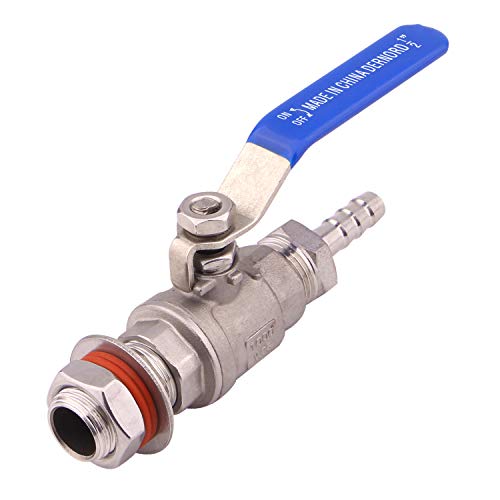 DERNORD 1/2 Inch Weldless Ball Valve Stainless Steel 304 Bulkhead For Home Brew Kettle (1/2 NPT to 3/8 Barb Hose) - size: 1/2" NPT to 3/8" Barb Hose, style: Pack of 1
