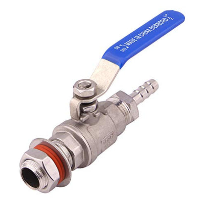 DERNORD 1/2 Inch Weldless Ball Valve Stainless Steel 304 Bulkhead For Home Brew Kettle (1/2 NPT to 3/8 Barb Hose) - size: 1/2" NPT to 3/8" Barb Hose, style: Pack of 1