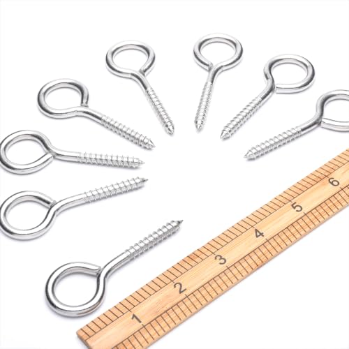 8 pcs 1/4" x 3" Screw Eye Hooks, 304 Stainless Steel Heavy Duty Bolts, M6 - size: M6-3'', 8Pcs