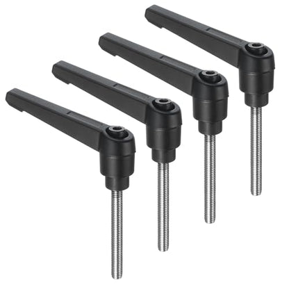 uxcell 4pcs Clamping Lever Handles, M5 x 55mm 304 Stainless Steel Threaded Male Stud, Adjustable Handles Locking Quick Release Ratchet Push Button Bolt Knobs, Black - size: M5 x 55mm