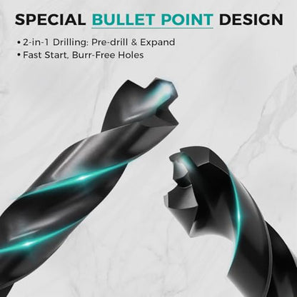 3Pcs 7/32" M35 Cobalt Pro Drill Bit Set, TiAlN with Bullet Point Tip - size: 7/32"(3 Piece)