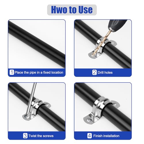 30Pcs 1/2 Inch Stainless Steel Conduit Clamps - size: 1/2 inch（12 mm）30pcs