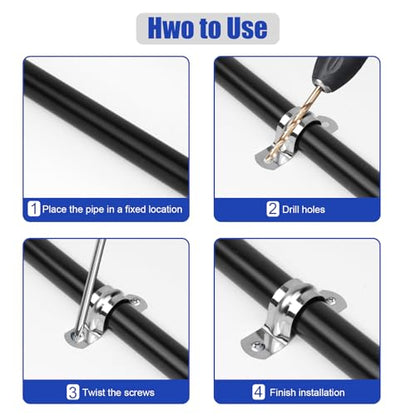 30Pcs 1/2 Inch Stainless Steel Conduit Clamps - size: 1/2 inch（12 mm）30pcs