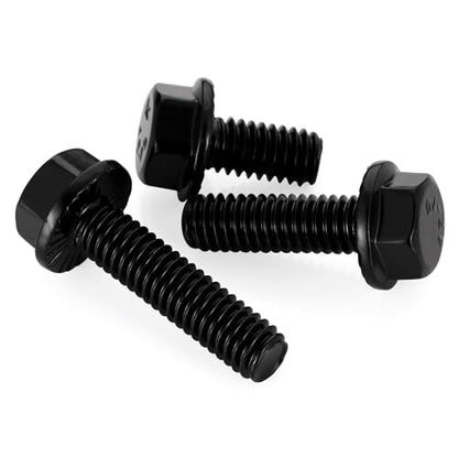 1/4-20 x 1/2" Flange Hex Head Bolts, Stainless Steel 304 Black Finish, Fully Threaded, 25 PCS - color: Black, size: 1/4-20 x 1/2"