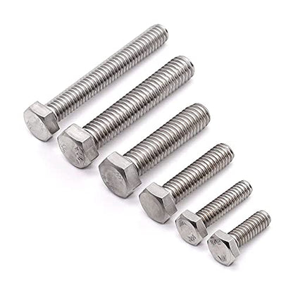 1/2-13 x 1-1/2" (6 pcs) Stainless Steel Hex Head Screws Bolts (3/8" to 6" Available), 18/8 Stainless Steel 304, Fully Threaded, Machine Coarse Thread, No Coating, Plain Finish - size: 1/2-13 x 1-1/2"