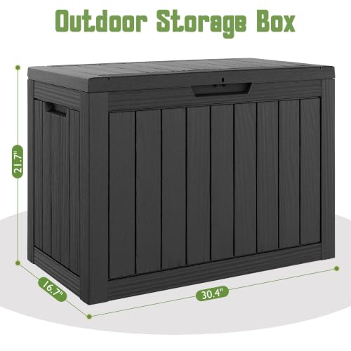 Outdoor Storage Waterproof Deck Box for Patio (52 Gallon, Black) - color: Black, size: 52 Gallon