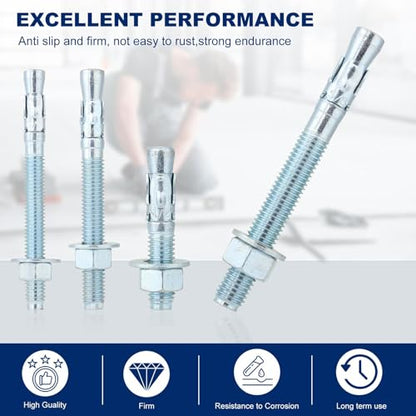 1/2" x2-3/4 Wedge Anchors by Zinced of Heavy-Duty Fastener for Cement and Concrete (8pcs Pack) - size: 1/2"x 2-3/4"