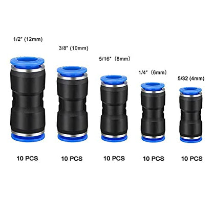 WAFJAMF 50 Pcs Straight Push Connectors 4-12mm Quick Release Hose Fittings - size: 50 Pcs