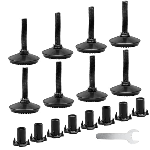 Black M10 Fixed Leveling Feet 8 Pack T-Nuts Wrench Incl - size: M10*50mm, 8Pcs