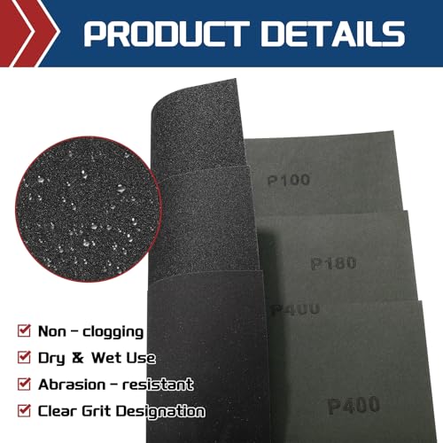 5Pcs Sand Paper 3.6x9 400Grit Silicon Carbide Sandpaper Sheets - size: 3.6 x 9 Inch (400 Grits)