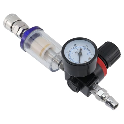 Air Pressure Regulator Oil Water Separator, Air Filter with Pressure Gauge G1/4" Inlet and Outlet for Spray Gun - style: sponge core C
