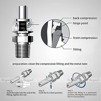 5/16 Inch OD Compression Fittings, 304 Stainless Steel, 1 Pack - size: 5/16 Inch