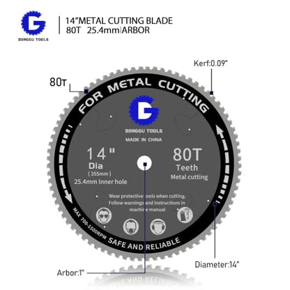 14 in Metal Circular chop Saw Blade for Evolution Saw Carbide Cutting Blade - size: 14inch-80T