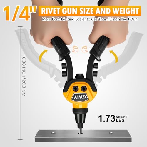 1/4" Pop Rivet Gun Kit, 10" Heavy Duty Hand Riveter with 250 Blind Rivets