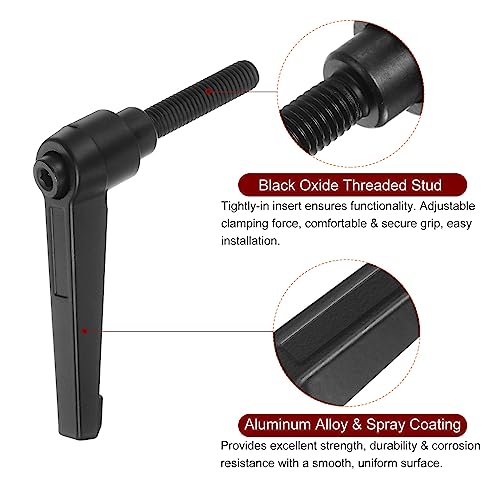 HARFINGTON 8pcs Adjustable Clamping Lever Handles M8 x 40mm Male Thread Bolt Knobs Rotating Screw Locking Quick Release Ratchet Push Button Handle, Black - size: M8 x 40mm