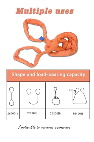 26,000 LBS Lifting Sling, 13 FT Eye & Eye Round Sling - size: 26,000lb-13ft