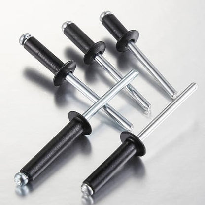 Wensilon (300Pcs) 1/8"x1/2" Black Aluminum blind pro Rivets,Aluminum Grip and Steel Mandrel - color: Black, size: 1/8"x1/2"