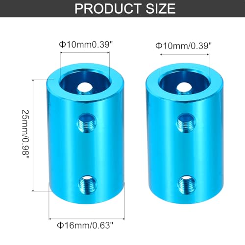 MECCANIXITY Rigid Screw Coupling 10mm to 10mm Shaft Coupler Connector L25mm x D16mm Aluminum Alloy Joint Connector Set for 3D Printers DIY Encoder with 20 Screws, Blue, 5Pack - color: Blue, size: 10mm to 10mm