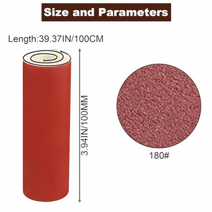 SEIWEI 180 Grit Sandpaper Roll, 1 Meter x 100mm Emery Cloth Roll, Continuous Abrasive Wet Dry Sanding Roll for Wood Furniture, Metal Polishing, Automotive Finishing, Flexible & Durable - size: P180