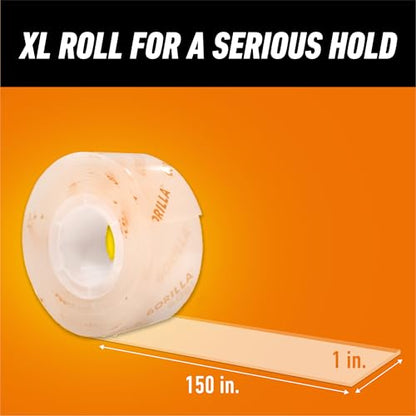 GORILLA Invisible Hold Mounting Tape, Clear, 1" x 150", 1-Pack - size: 1 - Pack