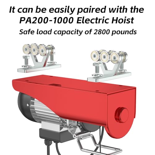 SKTREX 6 Wheel Hoist Trolley with Rollers - Strut Trolley Assembly for Electric Hoist - Fits 1-5/8" Wide and Taller Strut Channel - High Strength and Silent Operation - color: 6 Wheel Trolley Pack of 2