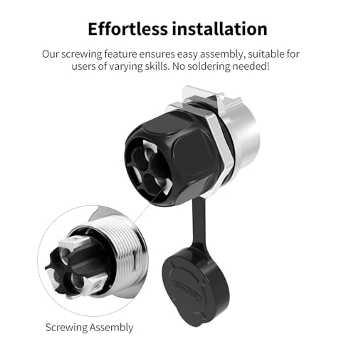 CNLINKO LP-28 3-Pin Waterproof Connector Screw Lock Circular Connector, IP68 Quick Plugging Aviation Connector, M28 Single Hole Socket Panel (3-PIN Screwing) - size: 3-Pin Screw-Assembly, style: Single-Hole Socket Set