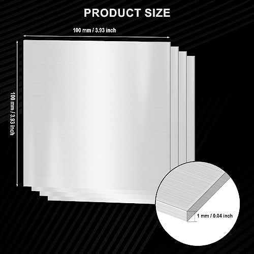 4PCS 304 Stainless Steel Sheets, 4" x 4" x 0.04" Inch (19 Gauge) Stainless Steel Plates 1MM Thick Stainless Steel Shim Plates Metal Sheets for Kitchen DIY Craft Making - size: 4 x 4 inch (4PCS)