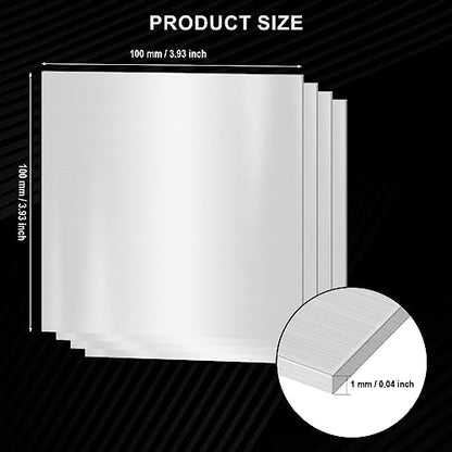 4PCS 304 Stainless Steel Sheets, 4" x 4" x 0.04" Inch (19 Gauge) Stainless Steel Plates 1MM Thick Stainless Steel Shim Plates Metal Sheets for Kitchen DIY Craft Making - size: 4 x 4 inch (4PCS)