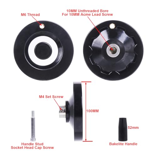 Solid Dished Hand Wheel | 100mm Wheel Diameter | 10mm Mounting Hole - size: Setscrew Style -100MM OD x 10MM Hole