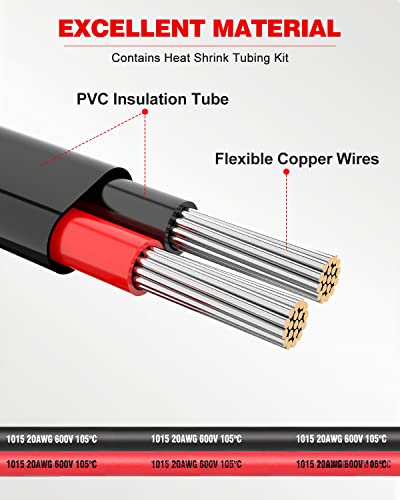 NAOEVO 20 Gauge Wire 2 Conductor, 20 Gauge Automotive Wire 12V Cable, 30FT - size: 30ft, style: 2C-20AWG