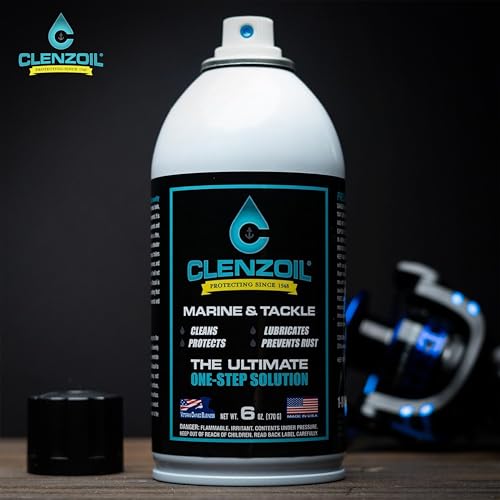 CLENZOIL Marine & Tackle - Fishing Gear Oil Lubricant - for Fish Care Reels, Boat Motors, Downriggers & More - Easily Oils Applicator - size: 6 oz Aerosol