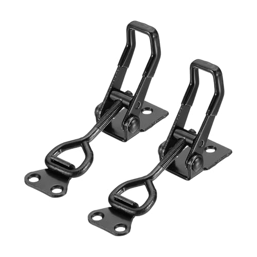 HARFINGTON 2pcs Adjustable Toggle Clamp M6 x 34mm 396lbs Holding Capacity 4002 Style Quick Release Pull Latches Clamps Hasp for Smoker Lid Jig Tool Box Case, Black - color: Black, size: M6 x 34mm + 396lbs