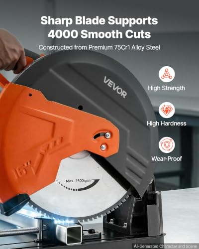VEVOR Chop Saw Blade 16-in 96 Teeth Cermet-Tipped Metal Cold Cutting Blade - size: 16 in