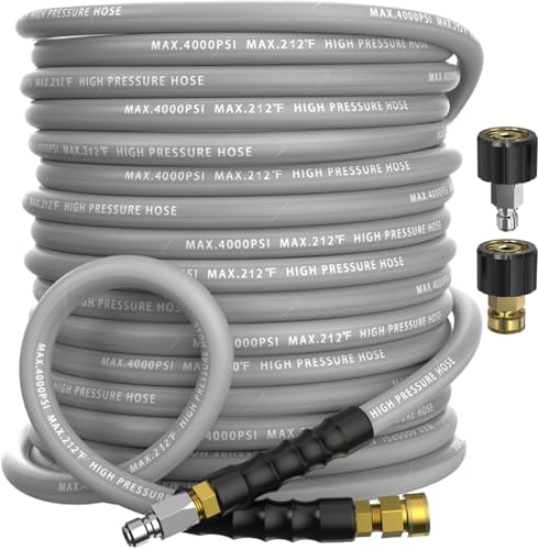 Pressure Washer Hose 50FT with 3/8'' Quick Connect, 4200 PSI - color: Gray, size: 50FT