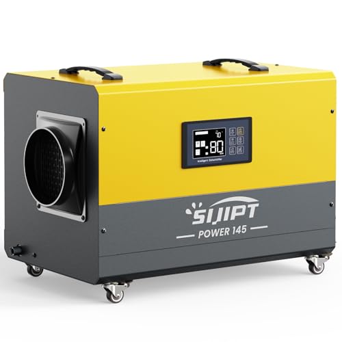 145 Pints Commercial Crawl Space Dehumidifier for Basement w/Pump & Drain - color: Yellow