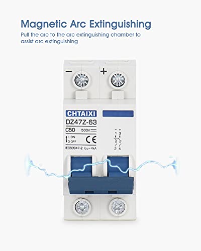 DC Miniature Circuit Breaker, 2 Pole 500V 50 Amp - size: 50A