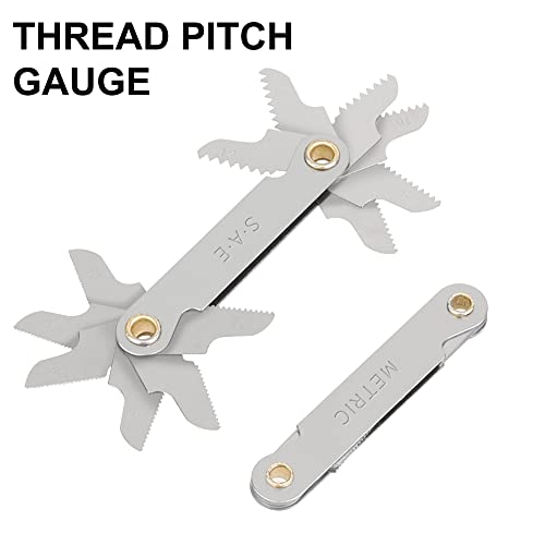 Die and Tap Set in SAE and Metric, Hex Threading Dies for External Threads, Thread Tap for Internal Threads, Thread Wrench, Thread Pitch Gauge, 86 Pieces Gauge Kit for DIY Tapered