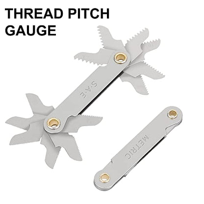 Die and Tap Set in SAE and Metric, Hex Threading Dies for External Threads, Thread Tap for Internal Threads, Thread Wrench, Thread Pitch Gauge, 86 Pieces Gauge Kit for DIY Tapered