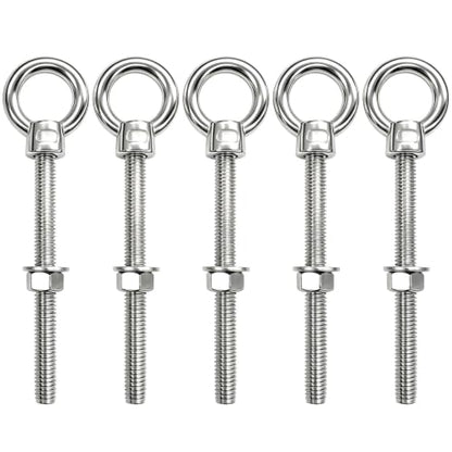 1/2" x 4" Eye Bolts with Washers＆Nuts (5 Pack) - size: 1/2" x 4"