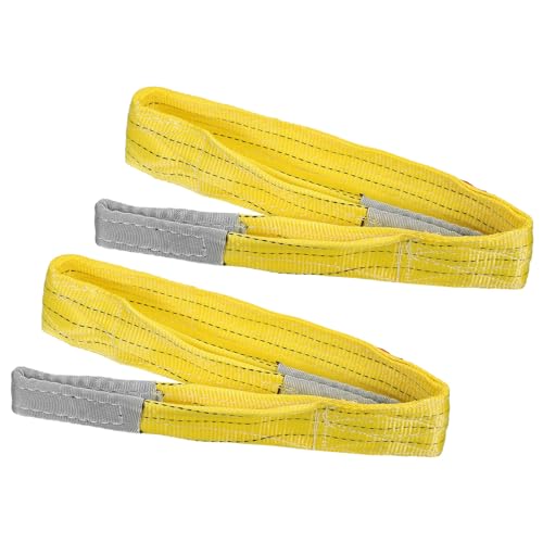 PATIKIL 2" x4' Lift Strap 2Pcs 6613lb Lifting Slings Flat Eye to Eye,Yellow