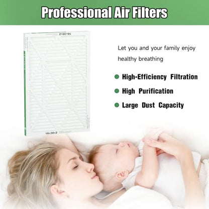 16x30x2 Air Filter TRIGHTFILTERS, Durable MERV 8 Pleated Home HVAC AC Furnace Heater Filters Replacement, Lightweight Compact Air Conditioner Filters 4 Pack - size: 29.6" x 15.6" x 1.8"