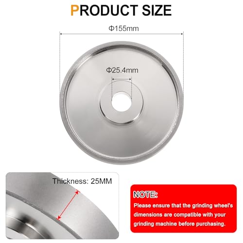 HARFINGTON Diamond Lapidary Wheel 6 Inch x 1 Inch Arbor Hole 600 Grit Grinding Wheels for Stone, Marble, Glass, Ceramics, Crystal, Carbide, Steel - size: 600 Grits
