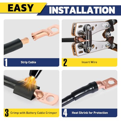 haisstronica 120PCS Copper Wire Lug & Heat Shrink Kit AWG 0/00/000/0000 - color: Bare Copper, size: 120 PCS