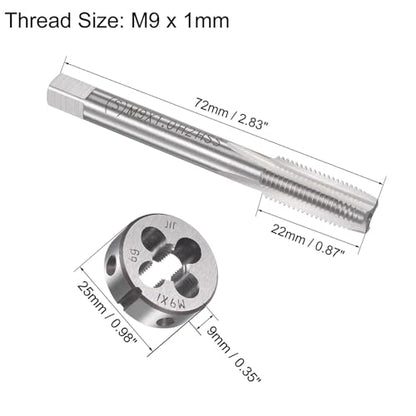 M9x1mm Metric Tap and Die Set,Machine Thread Screw Tap with Round Threading Die,Tap & Die Kit for Nut Screw Bolt Thread Repair - size: M9x1mm