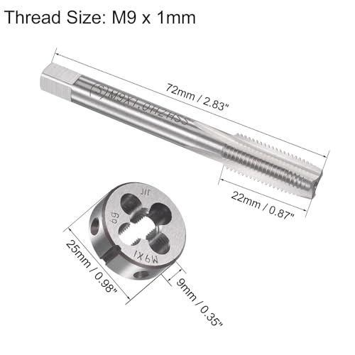 M9x1mm Metric Tap and Die Set,Machine Thread Screw Tap with Round Threading Die,Tap & Die Kit for Nut Screw Bolt Thread Repair - size: M9x1mm