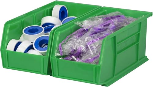 Akro-Mils 30230 AkroBins Plastic Hanging Stackable Storage Organizer Bin, 11-Inch x 5-Inch x 5-Inch, Green, 12-Pack - color: Green
