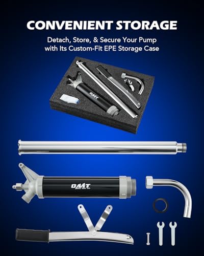 OMT 55 Gallon Drum Pump, Lever Action Barrel Pump for 15 to 55 gal Drums - color: Black Lever Action Steel Pump