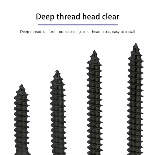 Black Wood Screws 1-1/2 Inch, 35Pcs Self Tapping Wood Screw #10 x 1-1/2", Zinc Plated Steel, Modified Truss Head, Phillips Drive, Carbon Steel, for Drywall/Metal/Plastic/Furniture, Black - size: #10 x 1-1/2"