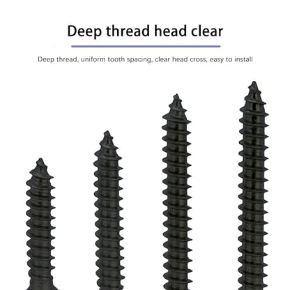 Black Wood Screws 1-1/2 Inch, 35Pcs Self Tapping Wood Screw #10 x 1-1/2", Zinc Plated Steel, Modified Truss Head, Phillips Drive, Carbon Steel, for Drywall/Metal/Plastic/Furniture, Black - size: #10 x 1-1/2"