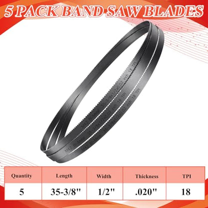 5 Pack Bi-Metal Portable Band Saw Blades, 35-3/8'', 18 TPI - size: 35-3/8'', style: 18 TPI